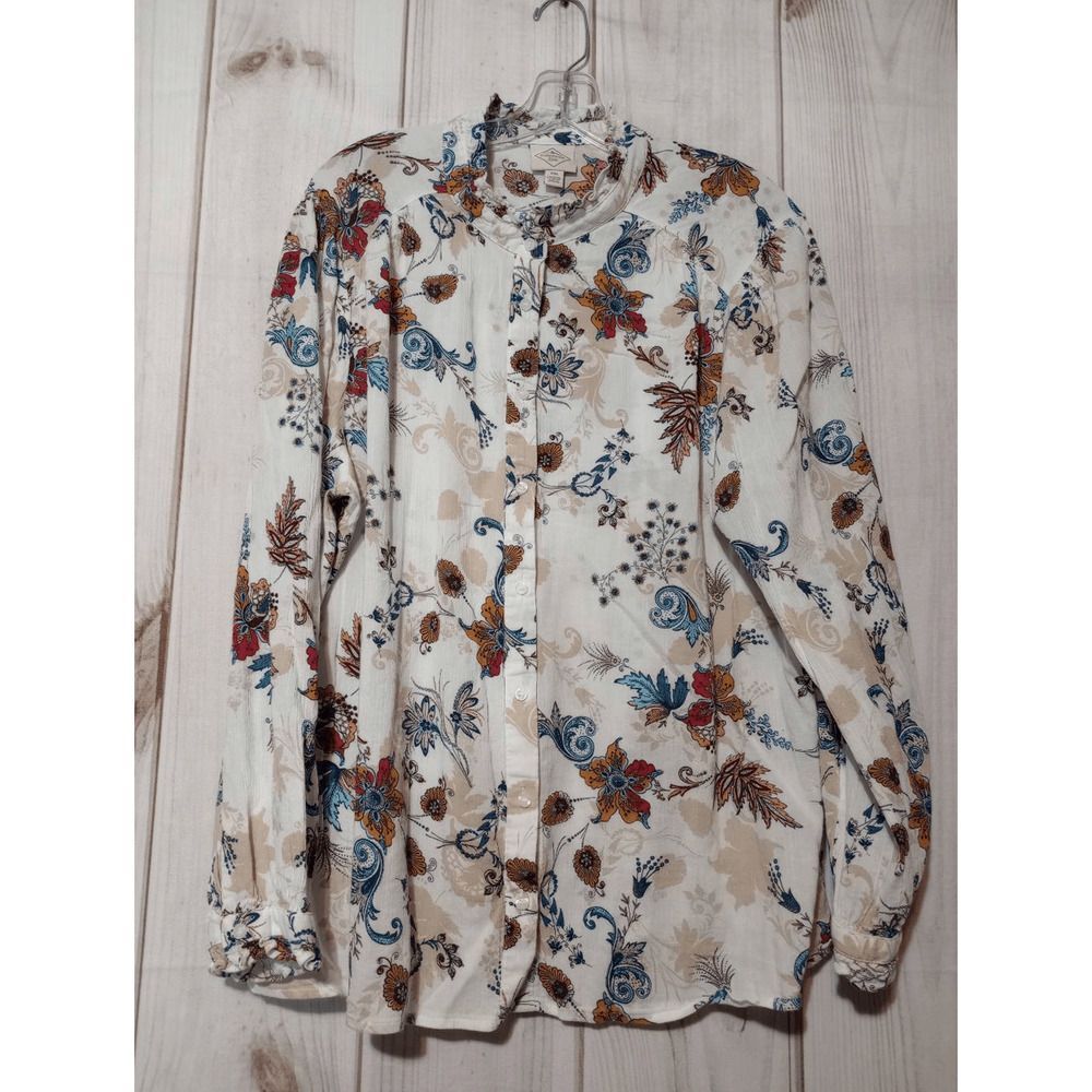 St Johns Bay Shirt Ladies 2xl Button Front Long Sleeve‎ Bohemian